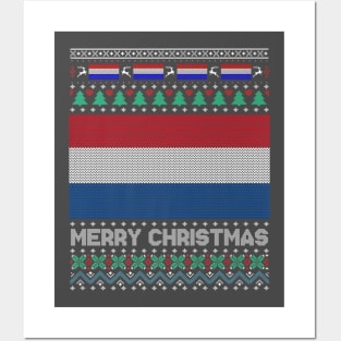 Holland Flag Ugly Christmas Xmas Patriot Posters and Art